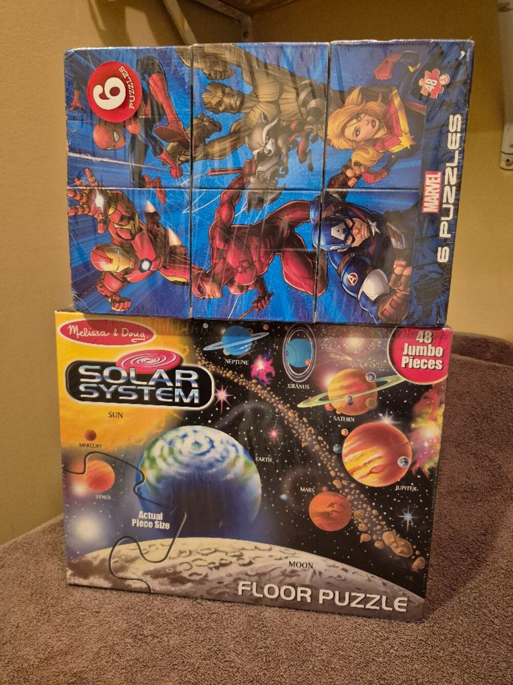 CARDINAL MARVEL 6-PACK JIGSAW PUZZLE/SOLAR SYTEM FLOOR PUZZLE (SET 2)